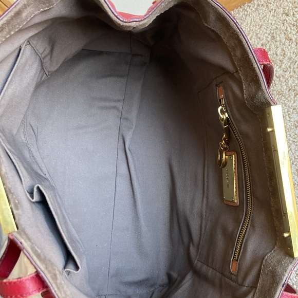 J.Crew Women’s Red Leather Tote Bag Shoulder Bag Purse w/ Dust Bag - Picture 15 of 16